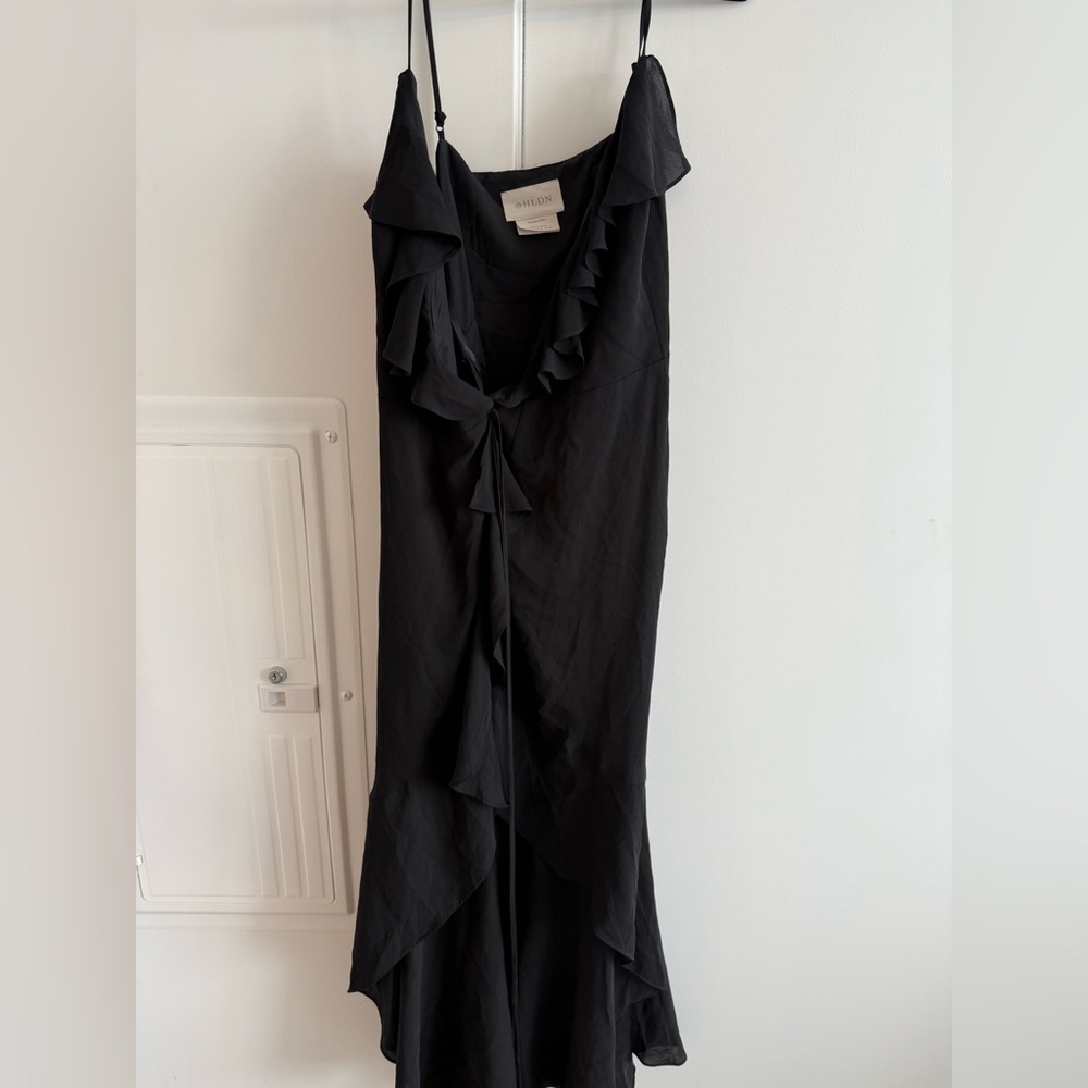 BHLDN Hailee Ruffle-Neck Wrap Georgette Gown - Picture 4 of 4